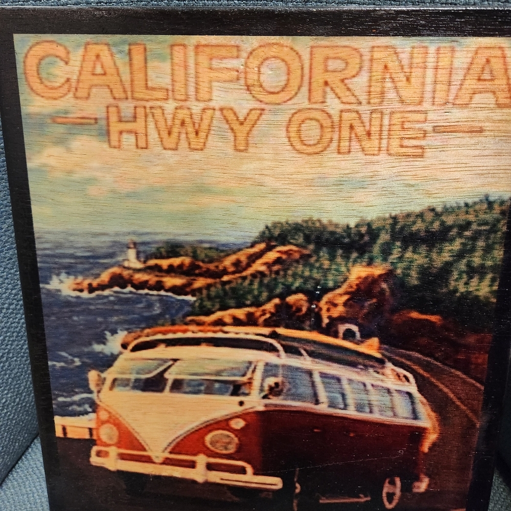 Kitschy Wooden silkscreen art- California